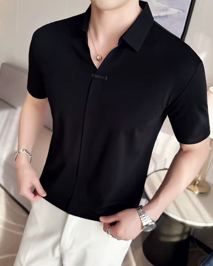 Férfi póló, nagy rugalmasságú, könnyű, puha és gyűrődésálló, egyszínű