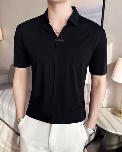 Férfi póló, nagy rugalmasságú, könnyű, puha és gyűrődésálló, egyszínű