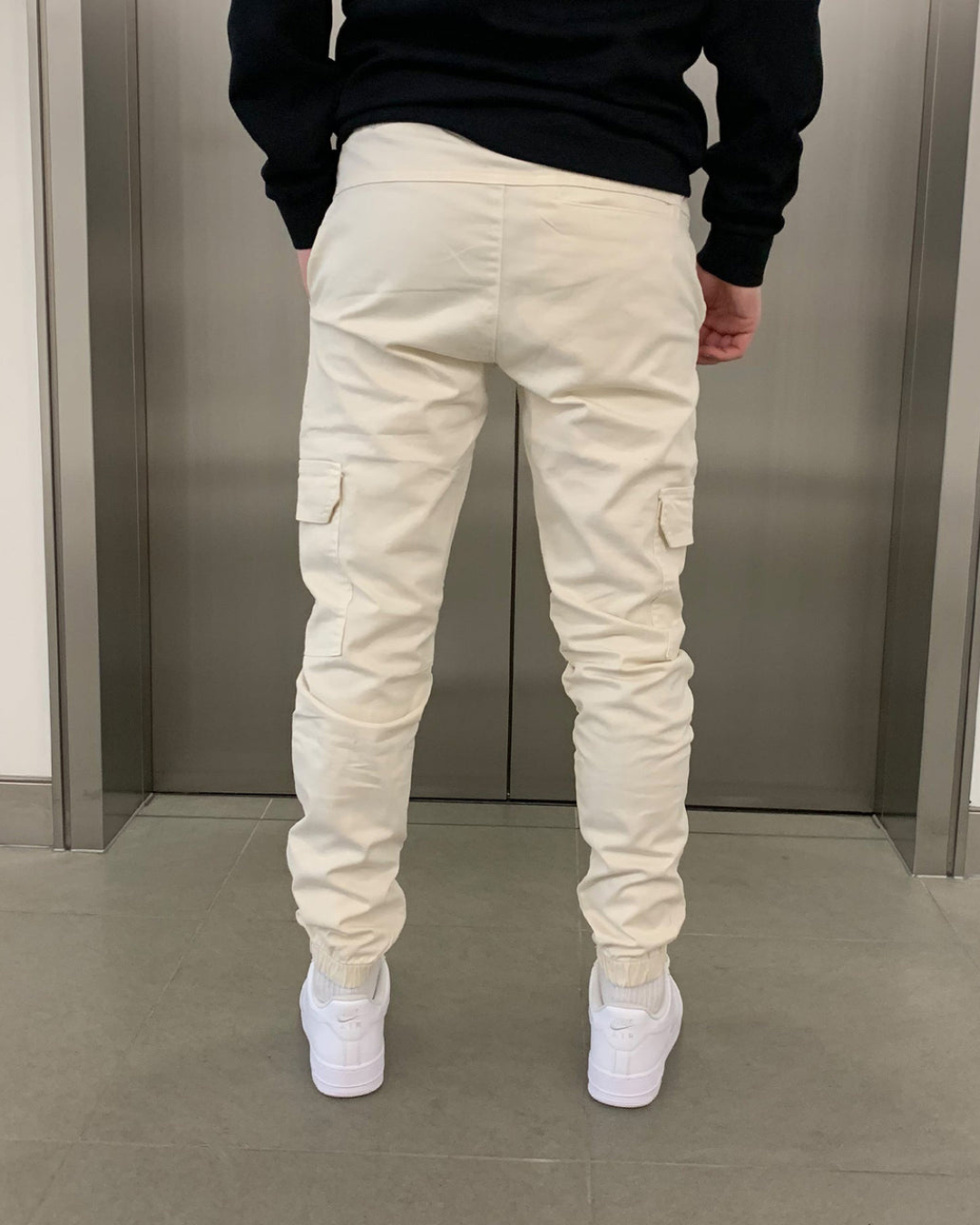 Férfi rugalmas pamut jogger nadrág