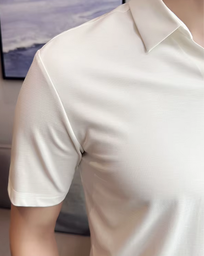 Férfi póló, nagy rugalmasságú, könnyű, puha és gyűrődésálló, egyszínű